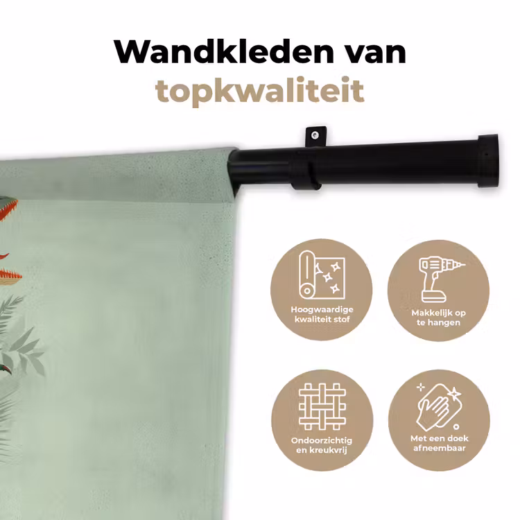 Wandkleed - Dino - Bladeren - Grafisch - Groen — 3