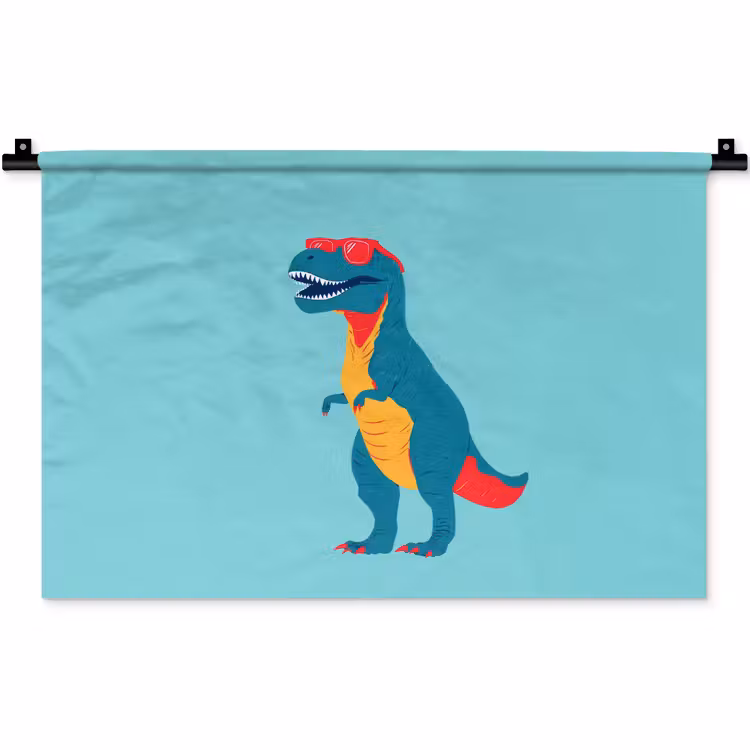 Wandkleed - Dinosaurus - Blauw - Zonnebril — 1