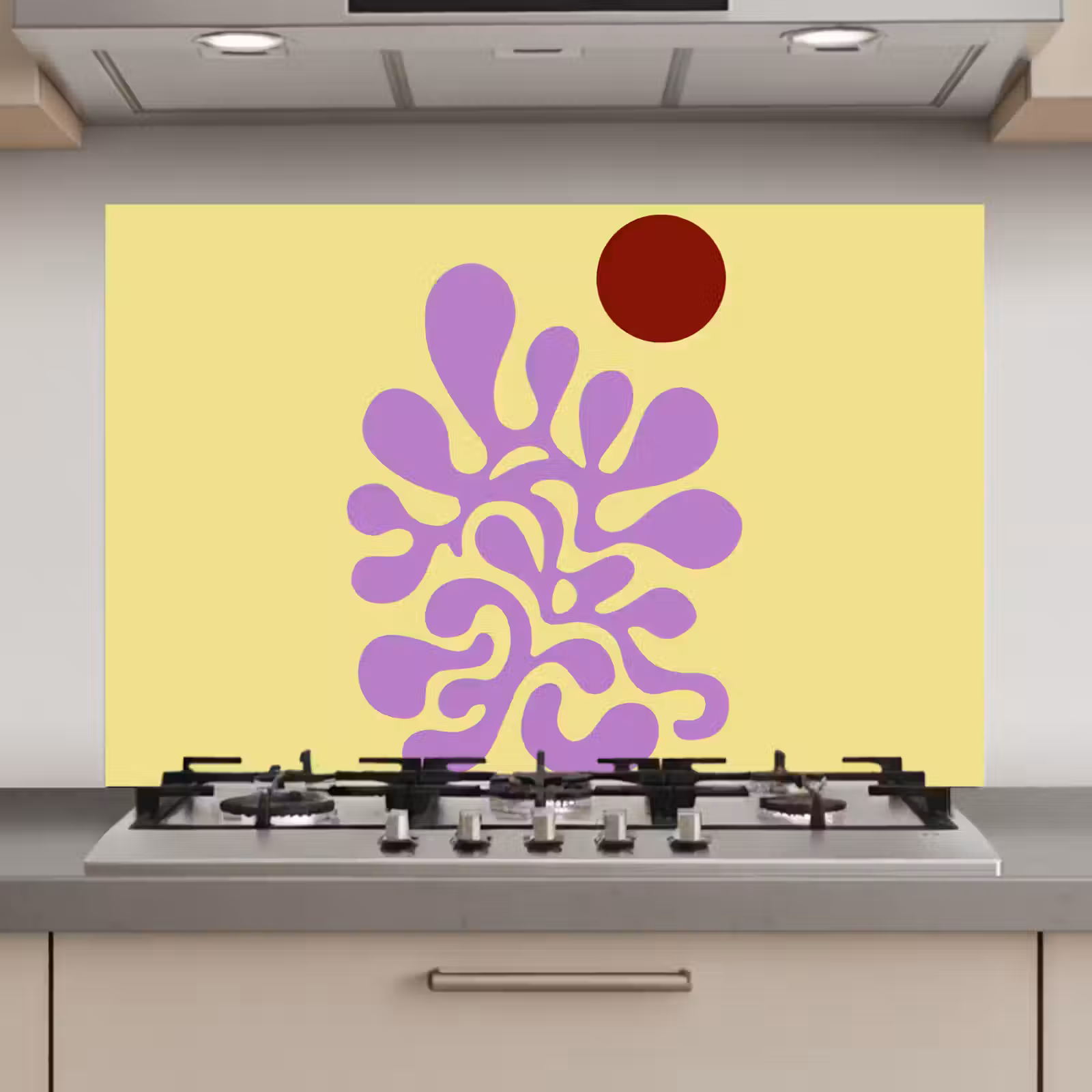 Spatscherm keuken - Koraal - Cirkel - Abstract - Geel — 1
