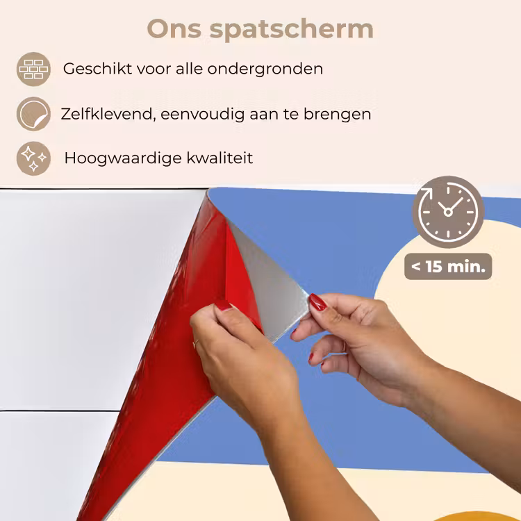 Spatscherm keuken - Cirkels - Symmetrisch - Wit - Blauw- Geel — 4