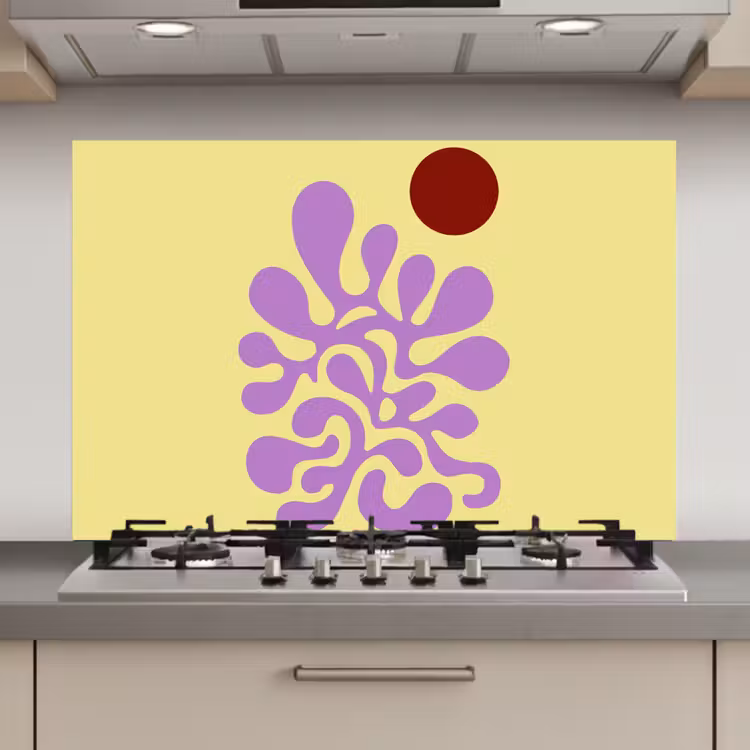Spatscherm keuken - Koraal - Cirkel - Abstract - Geel — 1