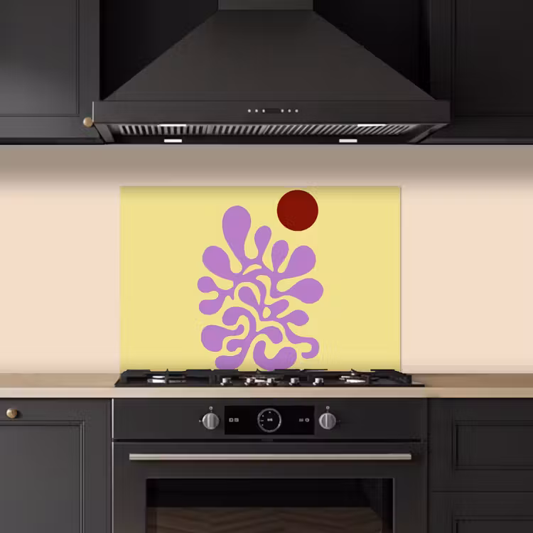 Spatscherm keuken - Koraal - Cirkel - Abstract - Geel — 2