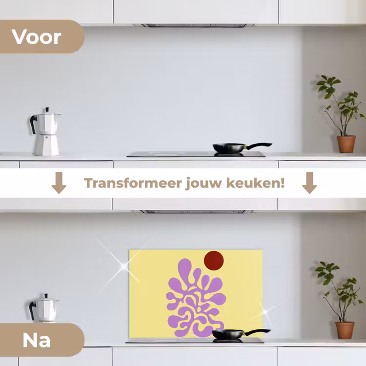Spatscherm keuken - Koraal - Cirkel - Abstract - Geel — 3