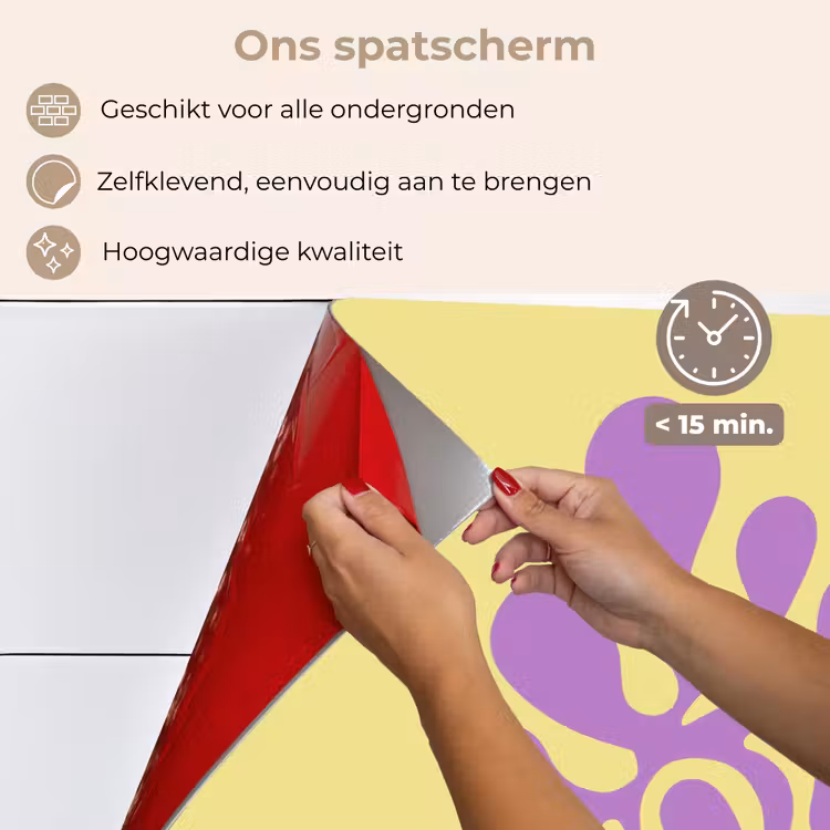 Spatscherm keuken - Koraal - Cirkel - Abstract - Geel — 4
