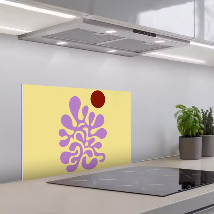 Spatscherm keuken - Koraal - Cirkel - Abstract - Geel — 5