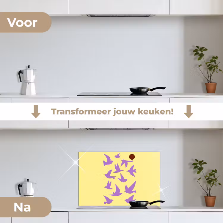 Spatscherm keuken - Vogels - Cirkel - Geel - Beweging — 3