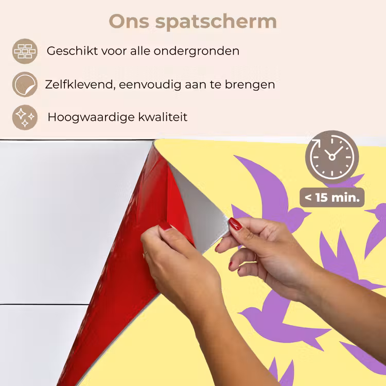Spatscherm keuken - Vogels - Cirkel - Geel - Beweging — 4