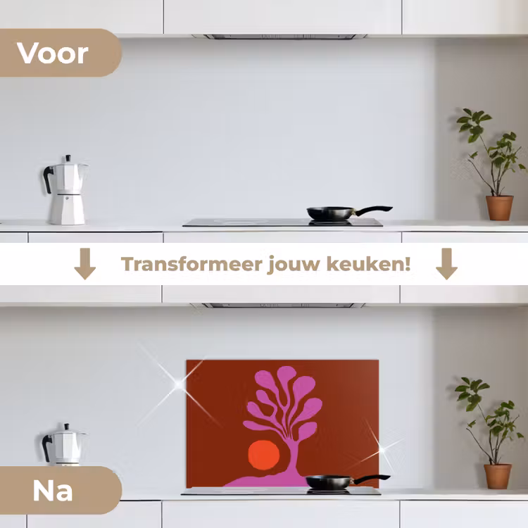 Spatscherm keuken - Boom - Paars - Cirkel - Vloeiend — 3