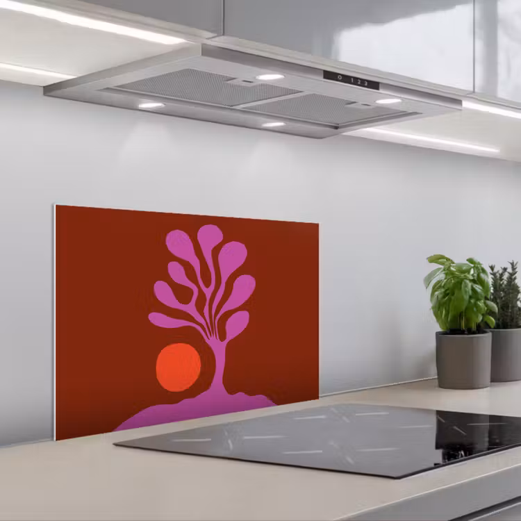 Spatscherm keuken - Boom - Paars - Cirkel - Vloeiend — 5