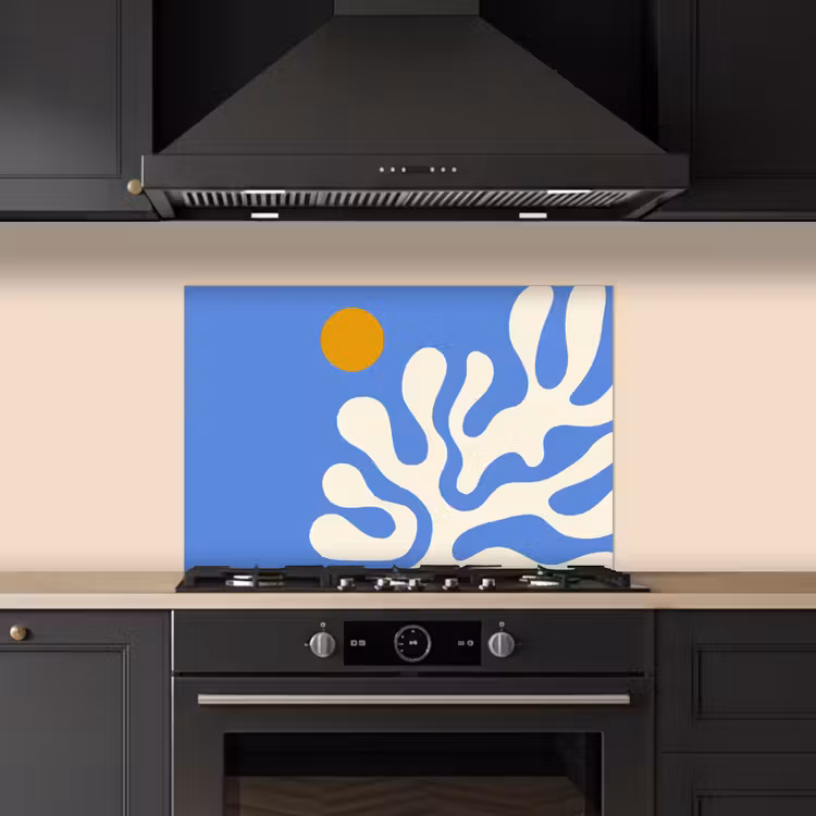 Spatscherm keuken - Minimalistisch - Organisch patroon - Blauw — 2