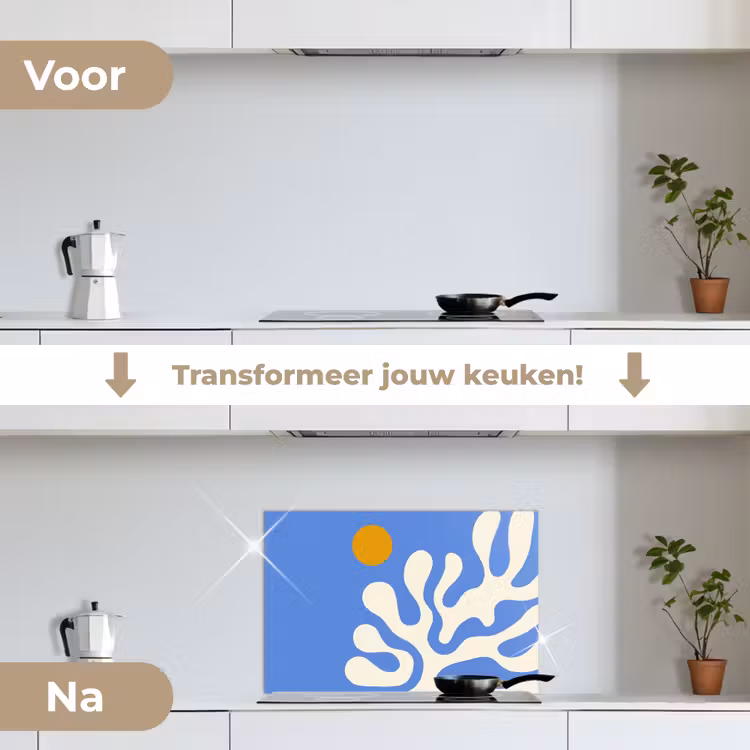 Spatscherm keuken - Minimalistisch - Organisch patroon - Blauw — 3