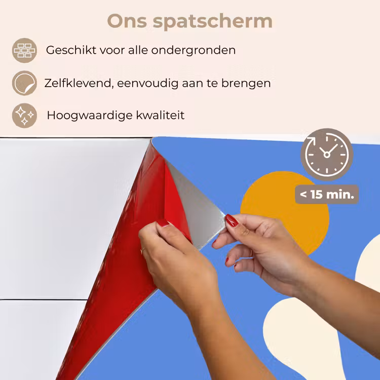 Spatscherm keuken - Minimalistisch - Organisch patroon - Blauw — 4