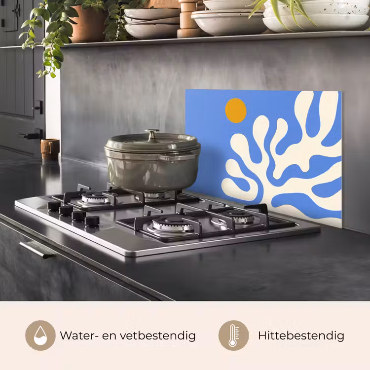 Spatscherm keuken - Minimalistisch - Organisch patroon - Blauw — 7