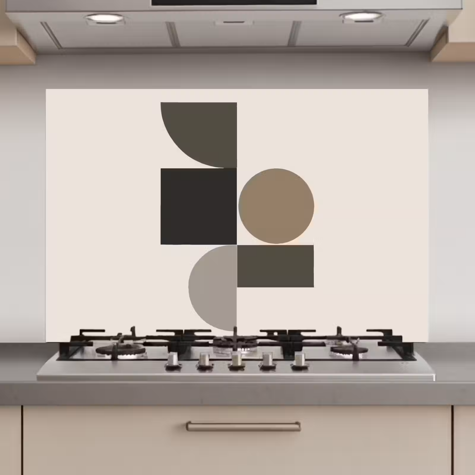 Spatscherm keuken - Aardetinten - Abstracte compositie - Eenvoudige vormen — 1