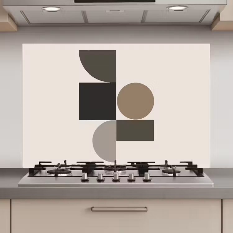 Spatscherm keuken - Aardetinten - Abstracte compositie - Eenvoudige vormen — 1