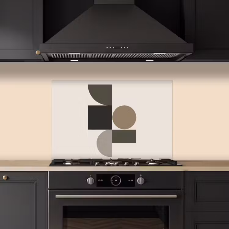 Spatscherm keuken - Aardetinten - Abstracte compositie - Eenvoudige vormen — 2