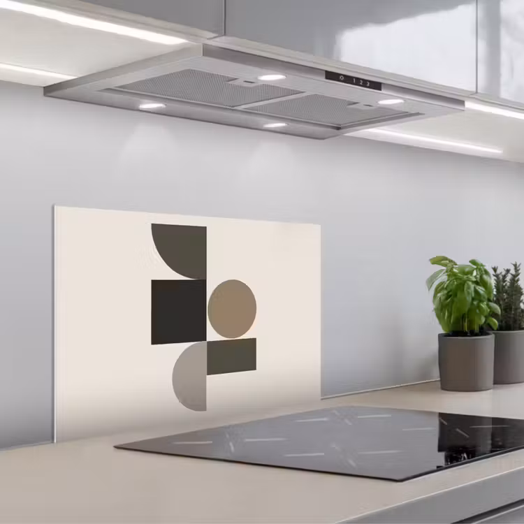 Spatscherm keuken - Aardetinten - Abstracte compositie - Eenvoudige vormen — 5