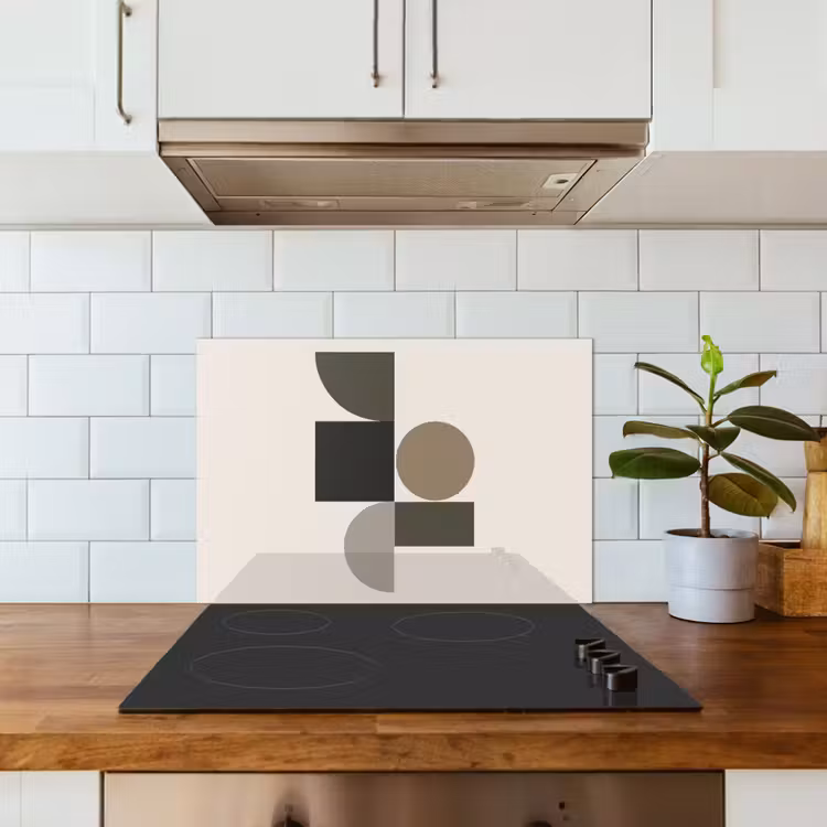 Spatscherm keuken - Aardetinten - Abstracte compositie - Eenvoudige vormen — 6