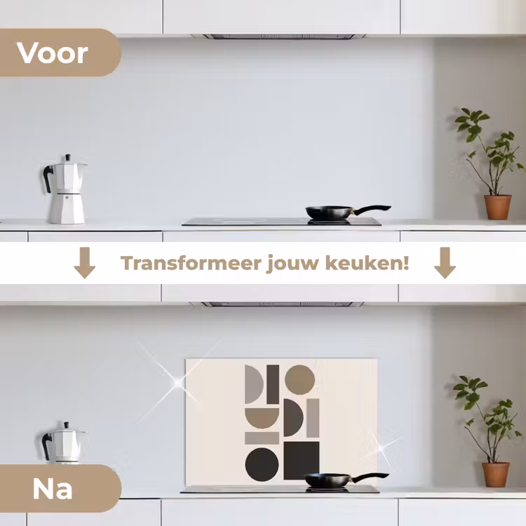 Spatscherm keuken - Natuurlijke tinten - Grafisch - Verticale compositie — 3