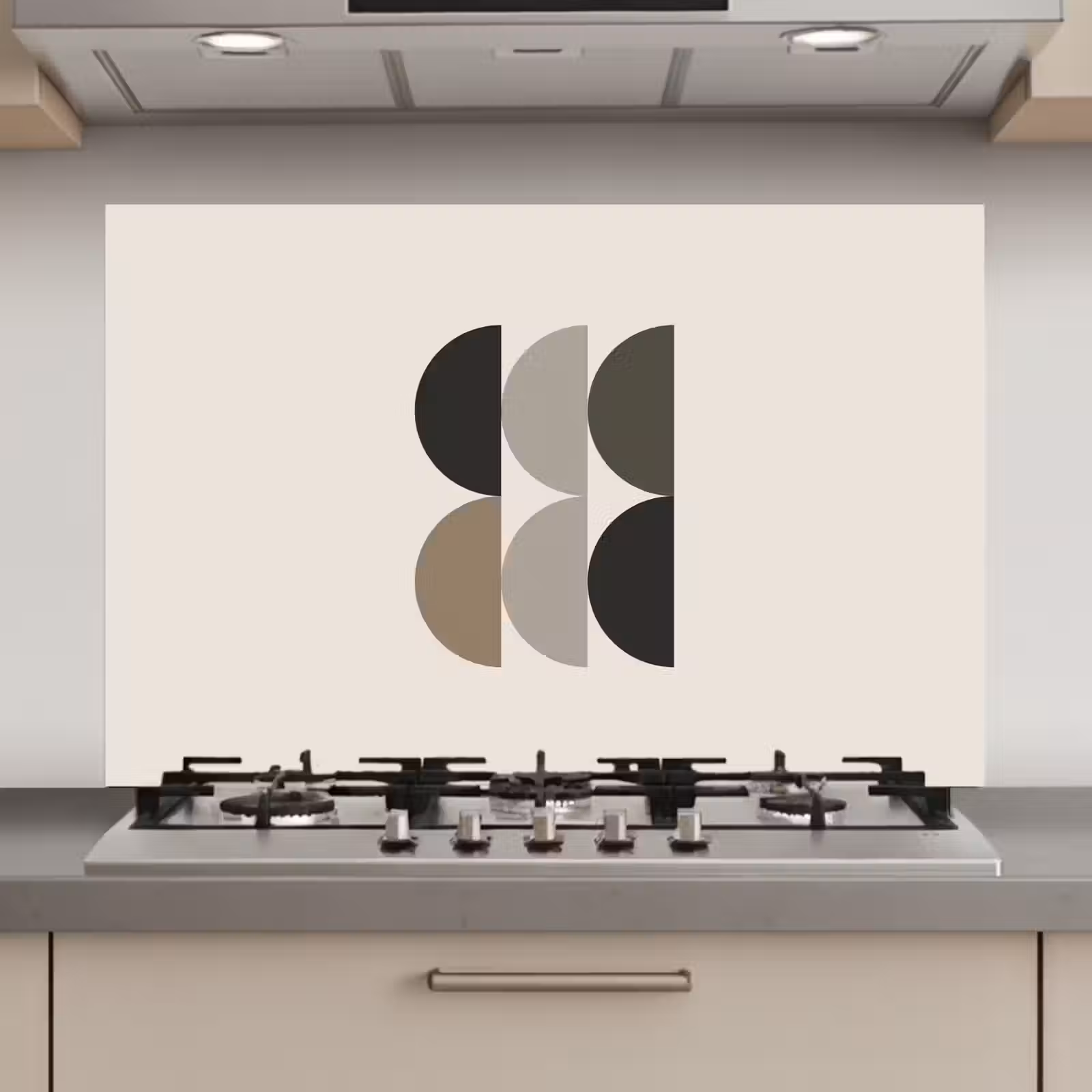 Spatscherm keuken - Halve cirkels - Aardetinten - Grafisch — 1