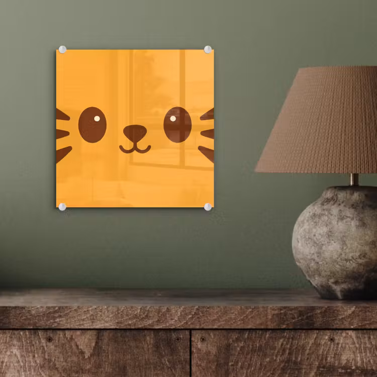 Glas schilderij - Kattengezicht met Snorharen — 4
