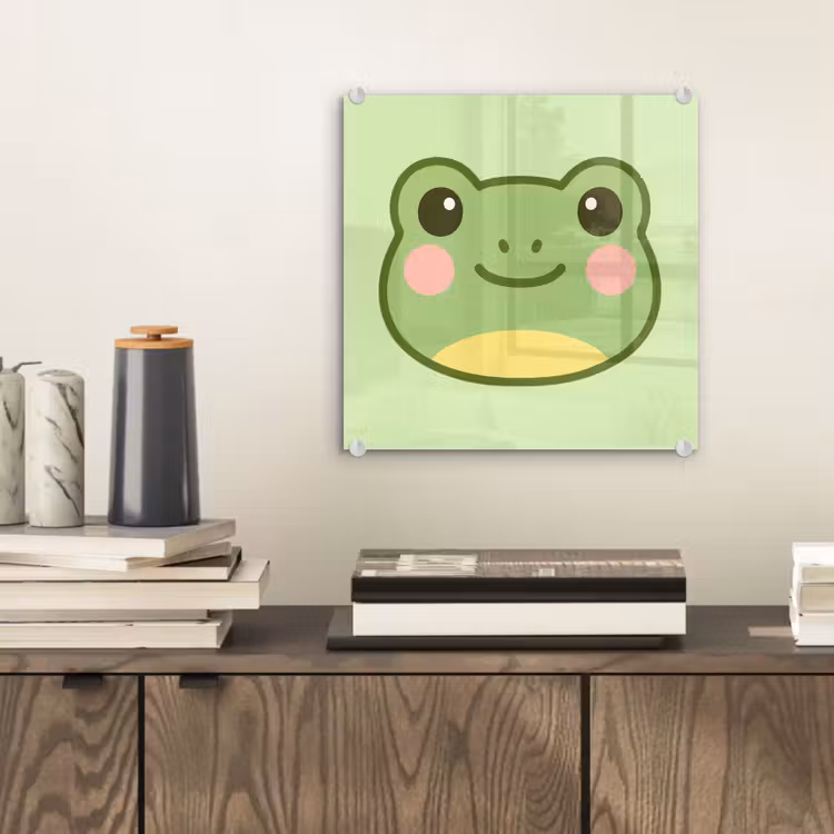 Glas schilderij - Groene Kikker Cartoon — 2