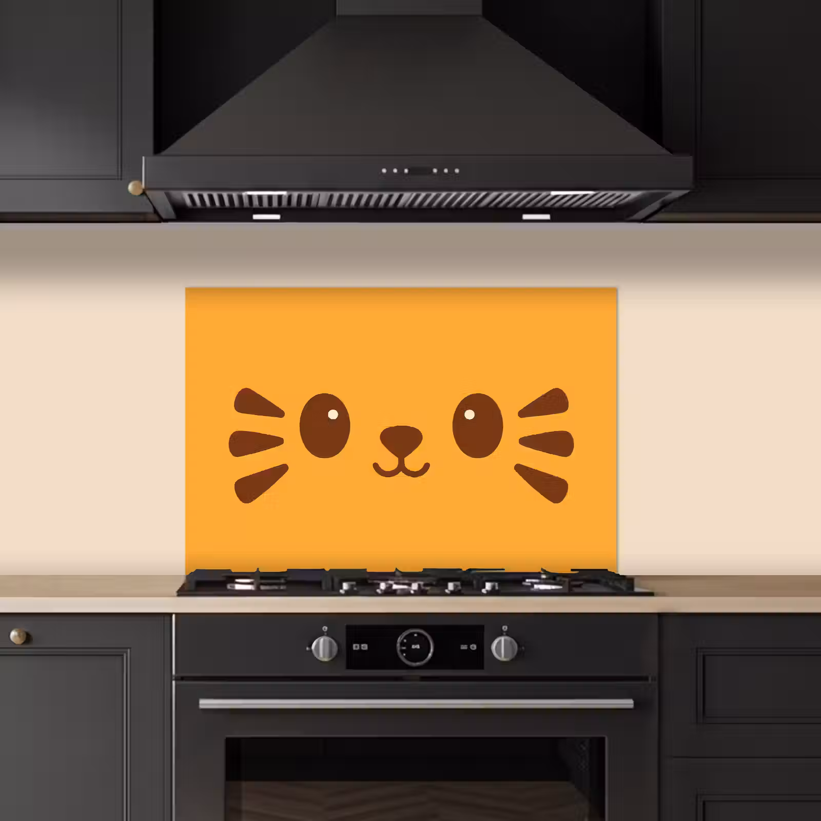 Spatscherm keuken - Kat - Simplistisch - Oranje - Vrolijk — 1