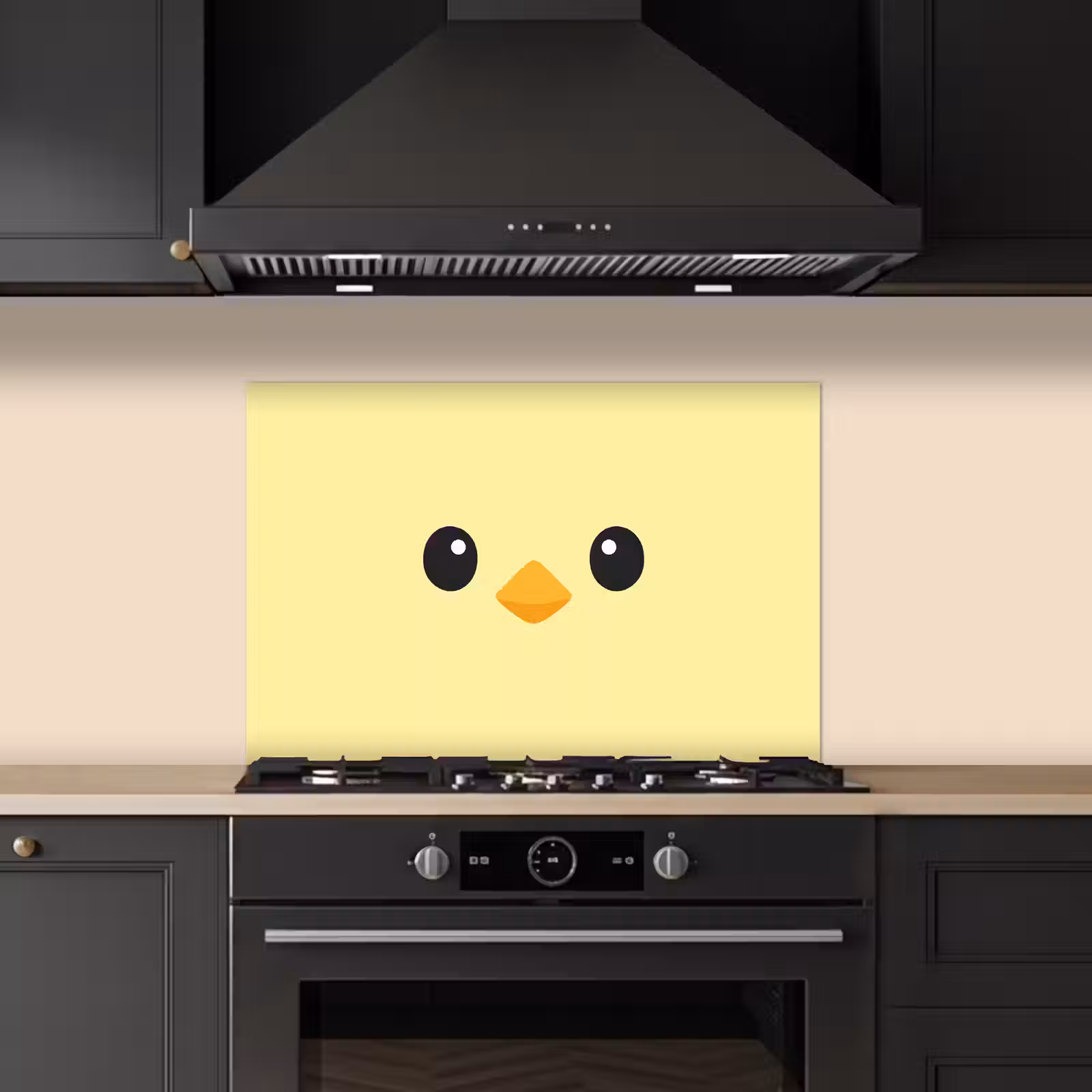Spatscherm keuken - Kuiken - Vrolijk - Geel - Minimalistisch — 1