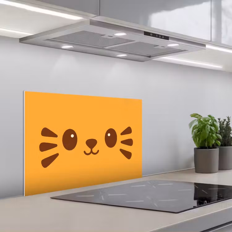 Spatscherm keuken - Kat - Simplistisch - Oranje - Vrolijk — 4