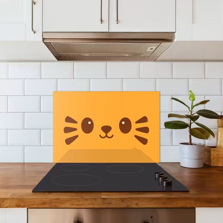 Spatscherm keuken - Kat - Simplistisch - Oranje - Vrolijk — 5