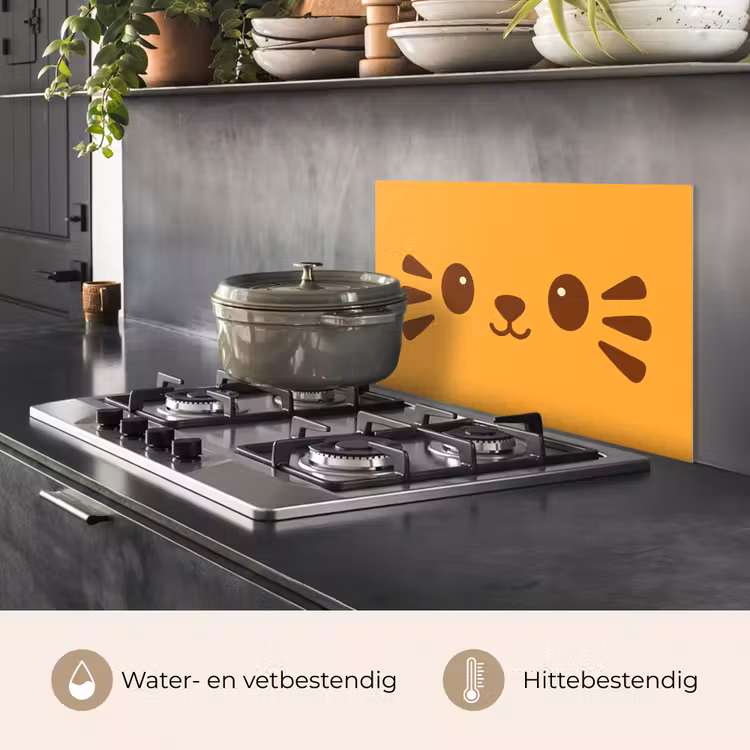 Spatscherm keuken - Kat - Simplistisch - Oranje - Vrolijk — 6