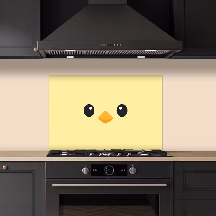 Spatscherm keuken - Kuiken - Vrolijk - Geel - Minimalistisch — 1