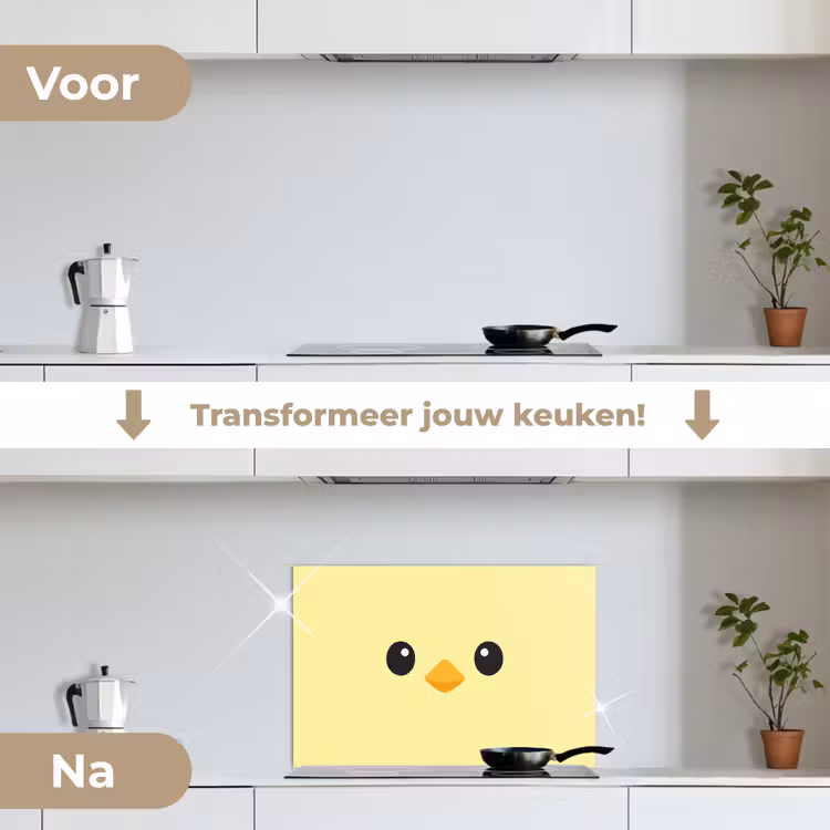 Spatscherm keuken - Kuiken - Vrolijk - Geel - Minimalistisch — 2