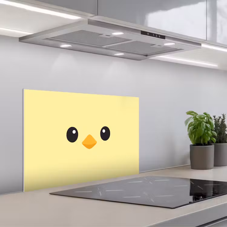 Spatscherm keuken - Kuiken - Vrolijk - Geel - Minimalistisch — 4