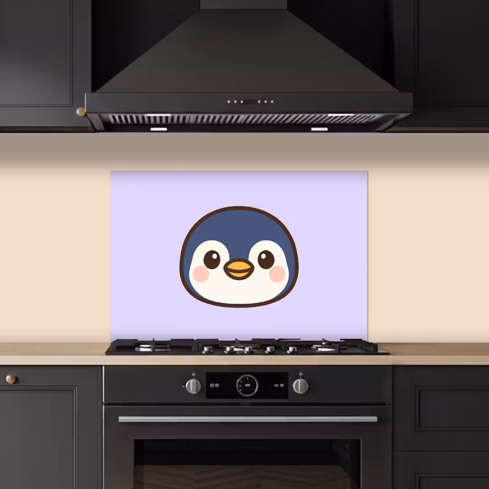 Spatscherm keuken - Pinguïn - Paars - Schattig — 1