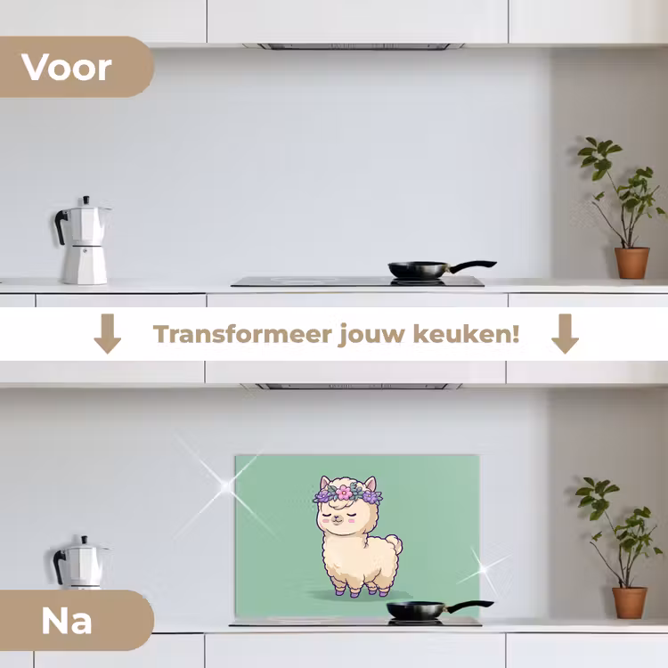 Spatscherm keuken - Alpaca - Groen - Bloemendiadeem — 2