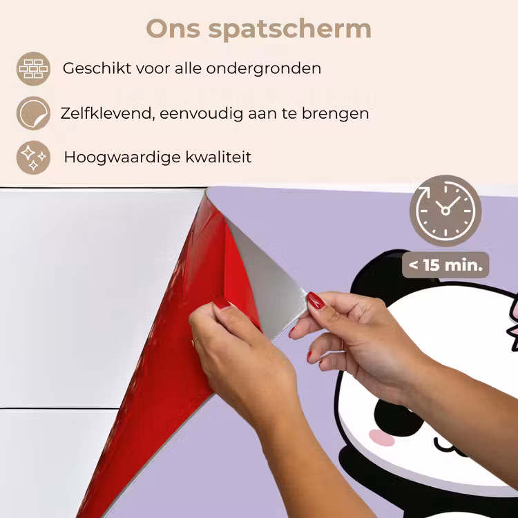 Spatscherm keuken - Dansende panda - Paars - Sierlijk - Kawaii — 3