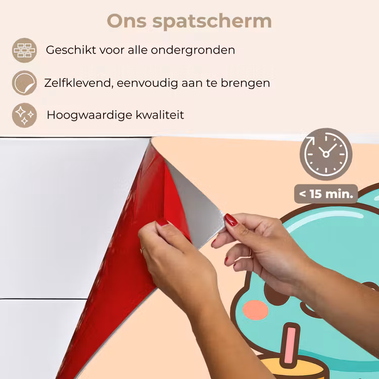 Spatscherm keuken - Dino - Boba - kawaii - Oranje — 3