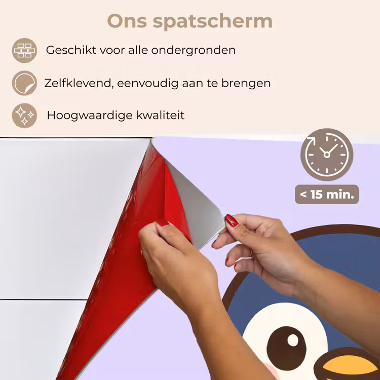 Spatscherm keuken - Pinguïn - Paars - Schattig — 3