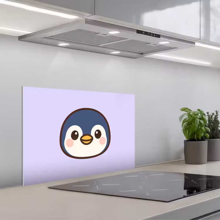 Spatscherm keuken - Pinguïn - Paars - Schattig — 4