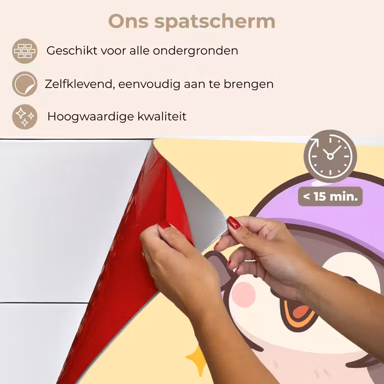 Spatscherm keuken - Pinguïn - Rolschaatsen - Geel - Energiek — 3