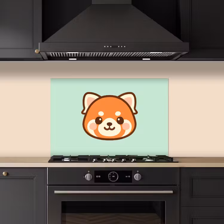 Spatscherm keuken - Rode panda - Groen - Cartoon — 1
