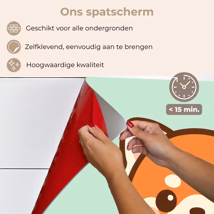 Spatscherm keuken - Rode panda - Groen - Cartoon — 3
