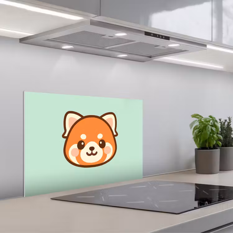 Spatscherm keuken - Rode panda - Groen - Cartoon — 4