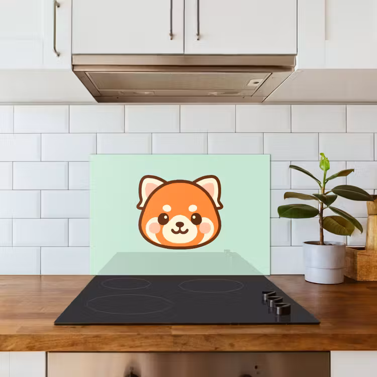 Spatscherm keuken - Rode panda - Groen - Cartoon — 5