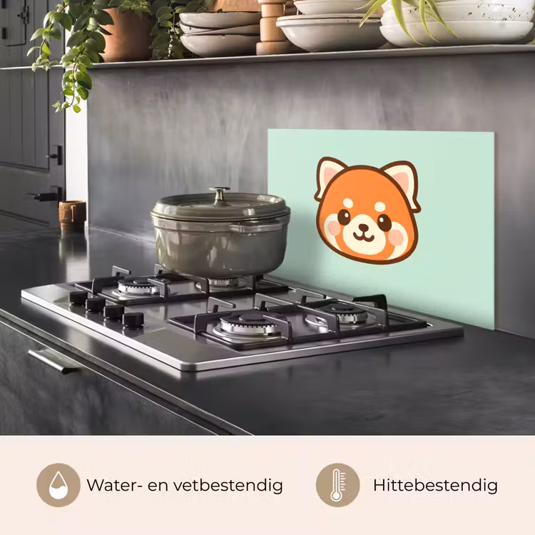 Spatscherm keuken - Rode panda - Groen - Cartoon — 6