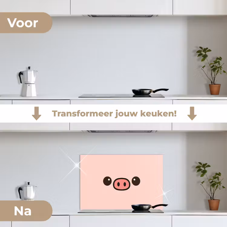 Spatscherm keuken - Varken - Roze - Minimalistisch — 2