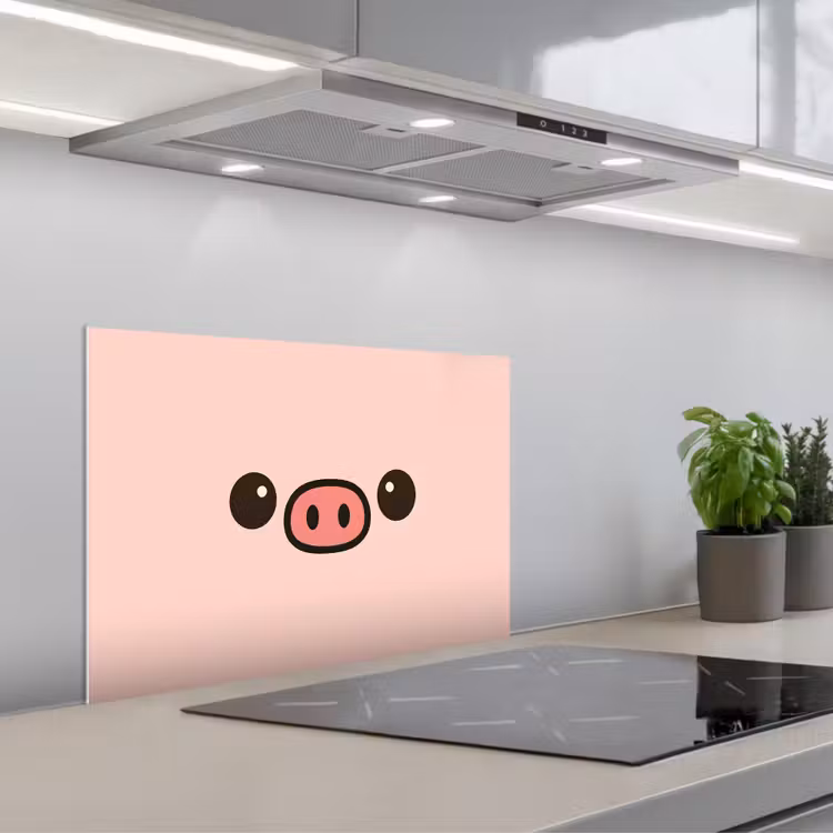 Spatscherm keuken - Varken - Roze - Minimalistisch — 4