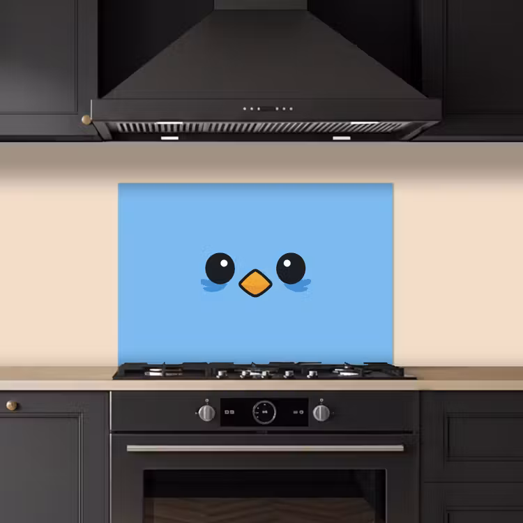 Spatscherm keuken - Vogel - Blauw - Eenvoudig — 1