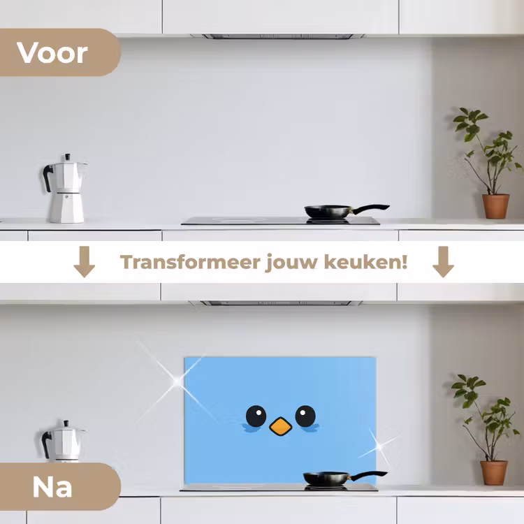 Spatscherm keuken - Vogel - Blauw - Eenvoudig — 2